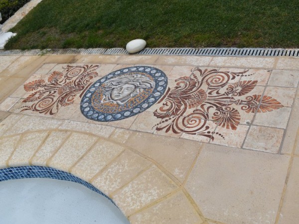 Έργο Τέχνης πλακάκια δαπέδου τοίχου τραβερτίνο ζωγραφική ψηφιδωτό Μέδουσα