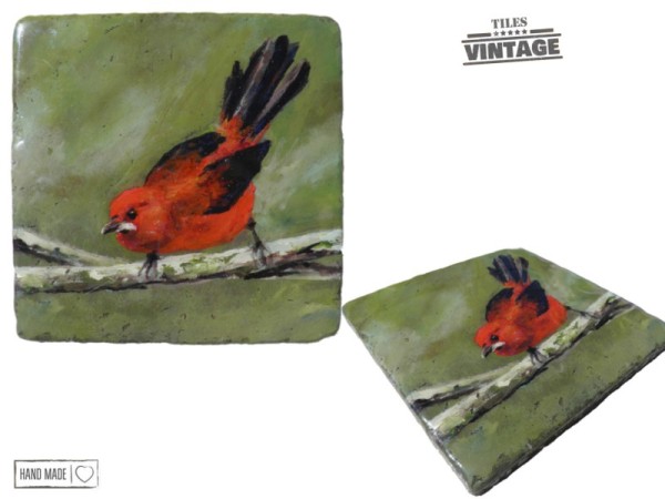 Πουλιά Ζωγραφική Ιδιαίτερα Τραβερτίνο Χειροποίητα Πλακάκια 