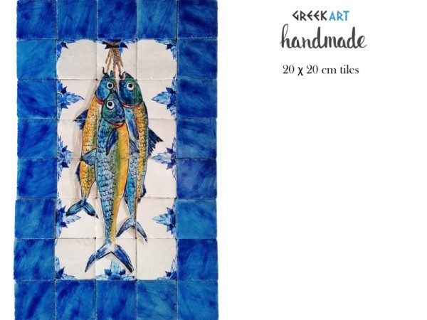 Fish Handmade Decor Picture Wall Tiles Travertine