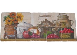 Handmade Decor Travertine Tiles Kitchen Shelves painted