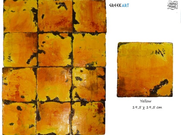 Παλαιωμένα Τραβερτίνο Πλακάκια Μύκονος Retro Κίτρινα 10,5 χ 10,5 cm