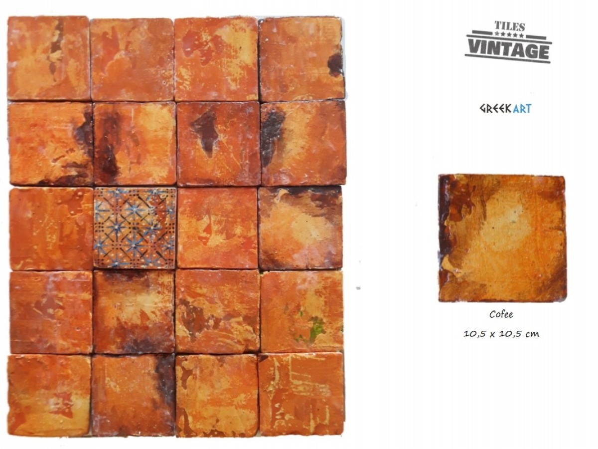 Παλαιού Τύπου Τραβερτίνο Πλακάκια Τοίχου Μύκονος Coffee Old 10,5 χ 10,5 cm