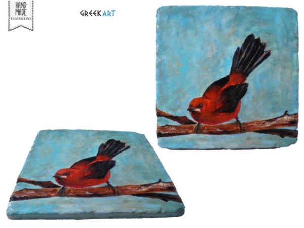 Πουλιά Ζωγραφική Ιδιαίτερα Τραβερτίνο Χειροποίητα Πλακάκια 