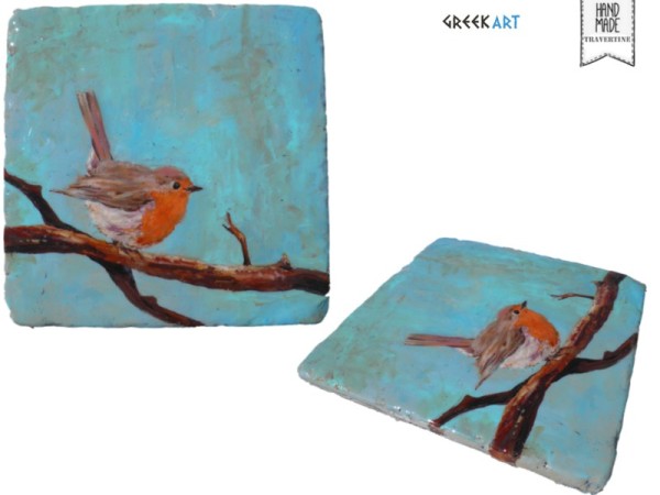 Πουλιά Ζωγραφική Ιδιαίτερα Τραβερτίνο Χειροποίητα Πλακάκια 