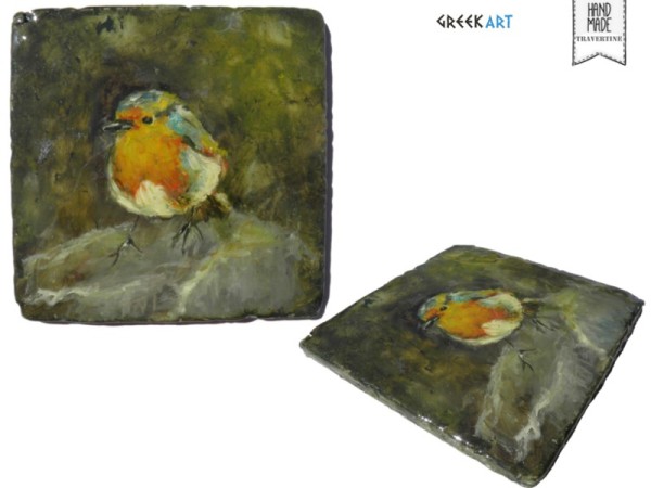 Πουλιά Ζωγραφική Ιδιαίτερα Τραβερτίνο Χειροποίητα Πλακάκια 