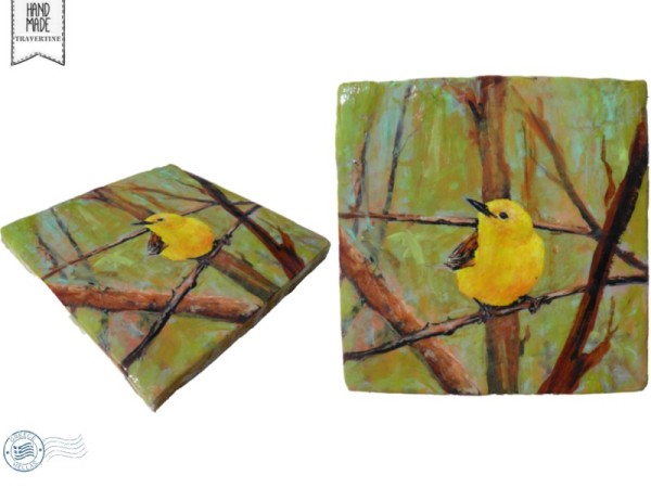 Πουλιά Ζωγραφική Ιδιαίτερα Τραβερτίνο Χειροποίητα Πλακάκια 