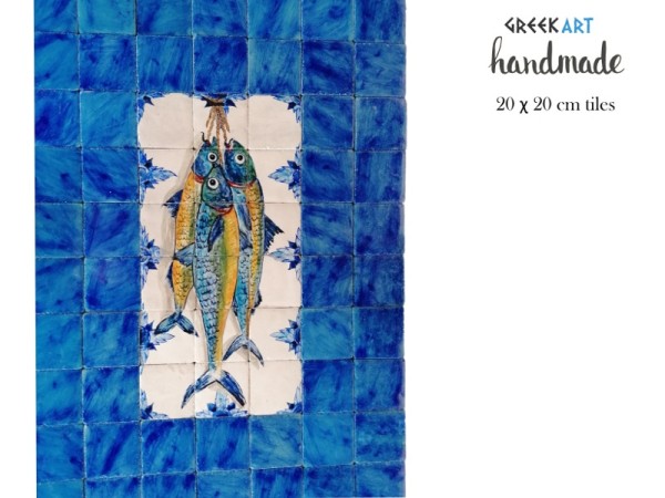 Fish Handmade Decor Picture Wall Tiles Travertine