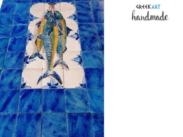 Fish Handmade Decor Picture Wall Tiles Travertine