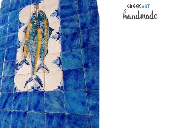 Fish Handmade Decor Picture Wall Tiles Travertine