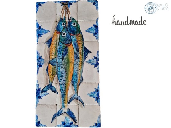 Fish Handmade Decor Picture Wall Tiles Travertine