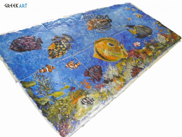 Πλακάκια Τραβερτίνο Παράσταση Ζωγραφική Βυθός Ψάρια 