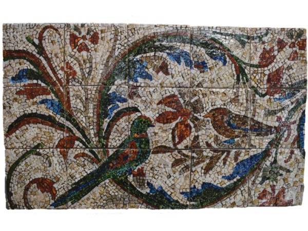 Πλακάκια τραβερτίνο παράσταση ζωγραφική ψηφιδωτή περιστέρια