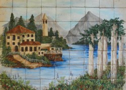 Handmade representation Travertine decor tiles kitchen/bathroom Monastery.