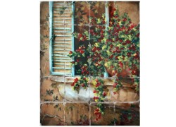 Vintage Χειροποίητα Πλακάκια Τοίχου Παράσταση Ζωγραφική Παράθυρο