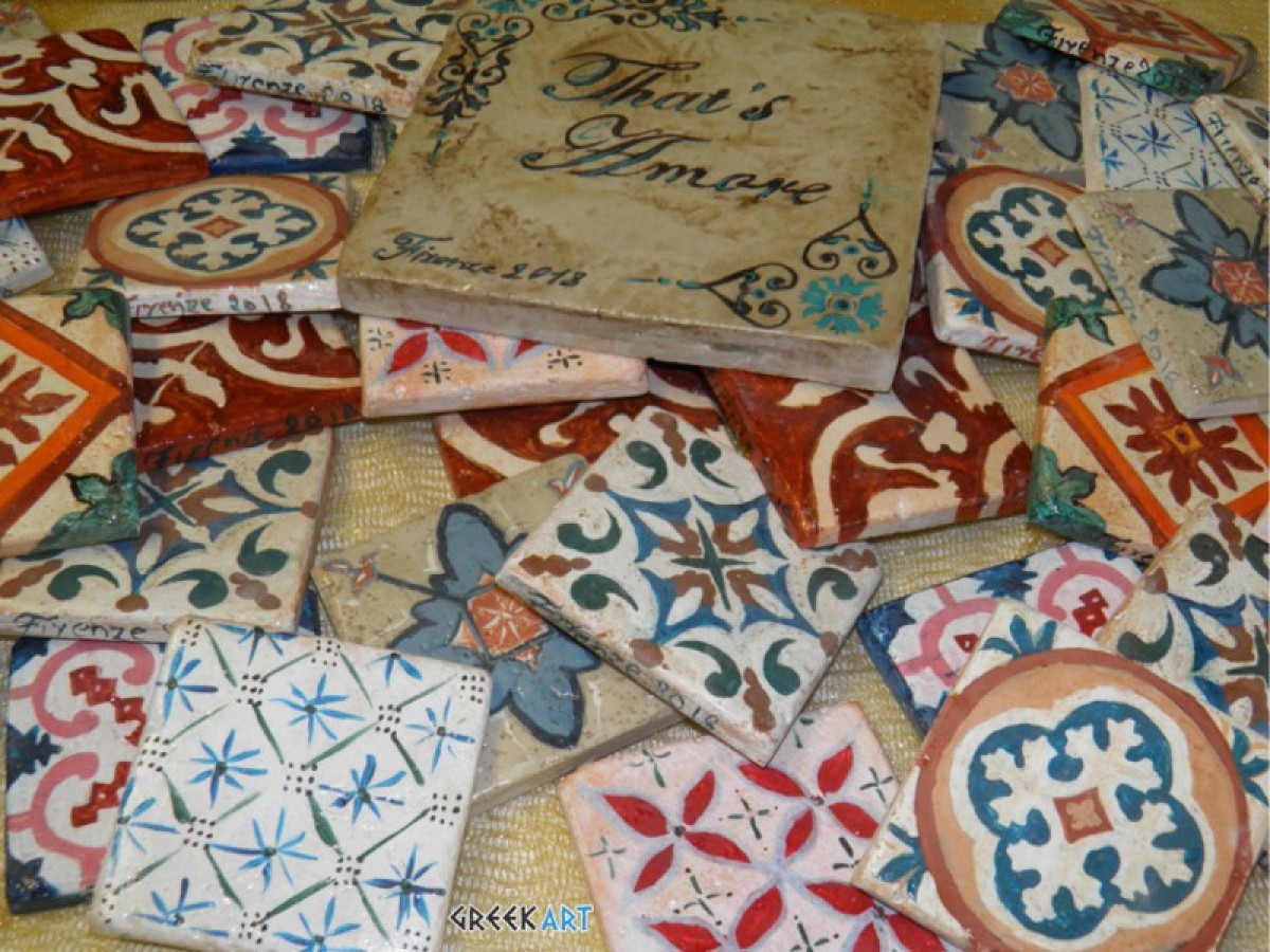 Χειροποίητα Πλακάκια Σουβέρ Με Ζωγραφική Για Μπομπονιέρες Γάμου 