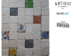 Χειροποίητα  Πλακάκια Τραβερτίνο Μύκονος Φυσικά Λευκά Με Σχέδια