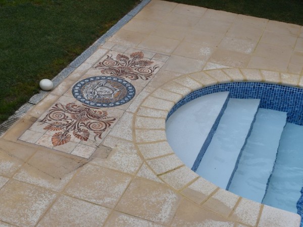 Έργο Τέχνης πλακάκια δαπέδου τοίχου τραβερτίνο ζωγραφική ψηφιδωτό Μέδουσα