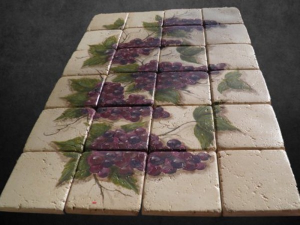 Παραστάσεις κουζίνας/μπάνιου με χειροποίητα Τραβερτίνο ντεκόρ πλακάκια Σταφύλια.