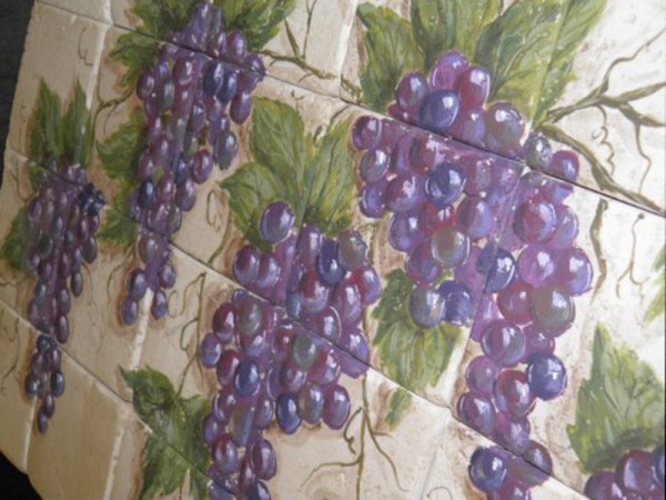 Παραστάσεις κουζίνας/μπάνιου με χειροποίητα Τραβερτίνο ντεκόρ πλακάκια Σταφύλια.