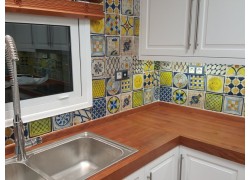 Κουζίνας Χειροποίητα Πλακάκια Travertino Πήλιο Ζωγραφιστά Σχέδια 16 χ 16cm