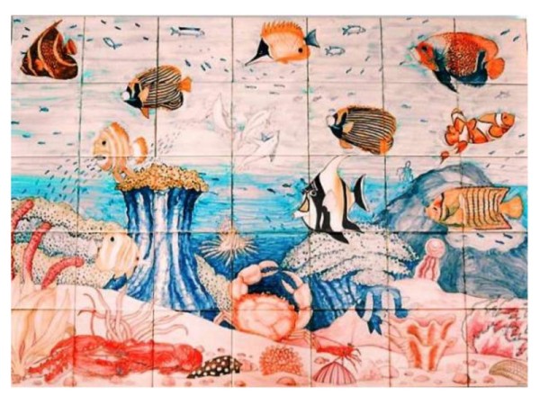 Bathroom Presentation Handmade Tiles Travertine Fish