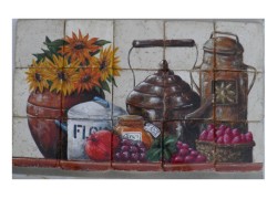 Handmade Decor Travertine Tiles Kitchen Shelves painted