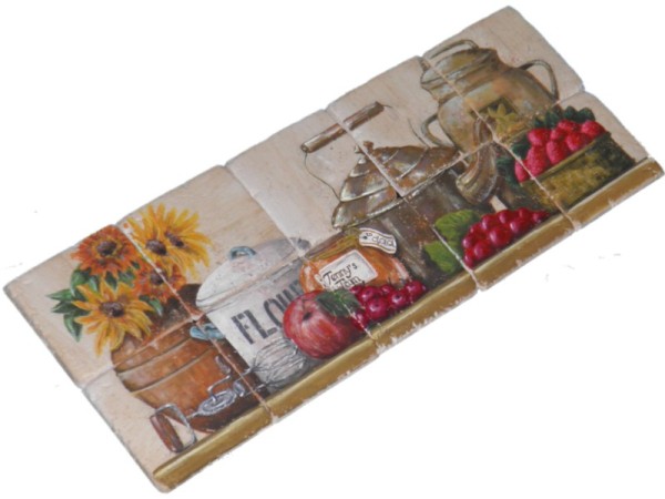 Ντεκόρ Τραβερτίνο Χειροποίητα Πλακάκια Κουζίνας Ράφια Ζωγραφιστά