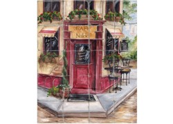 Table Travertine Tile Painting Bistro