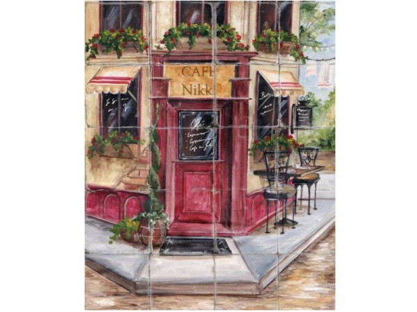 Table Travertine Tile Painting Bistro