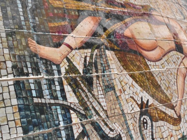 Πλακάκια μπάνιου τραβερτίνο ζωγραφική ψηφιδωτη η Λήδα και ο Δίας