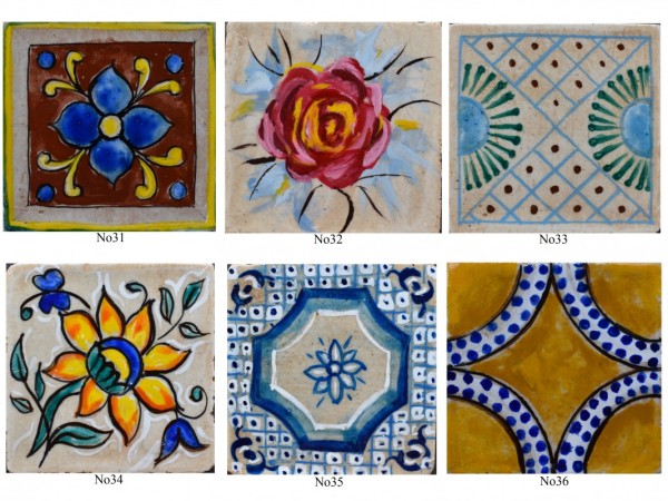 Πλακάκια Τραβερτίνο χειροποίητα ζωγραφιστά Σαντορίνη.