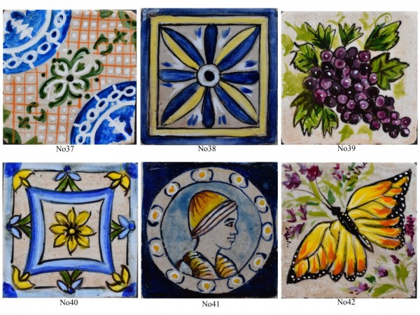 Πλακάκια Τραβερτίνο χειροποίητα ζωγραφιστά Σαντορίνη.