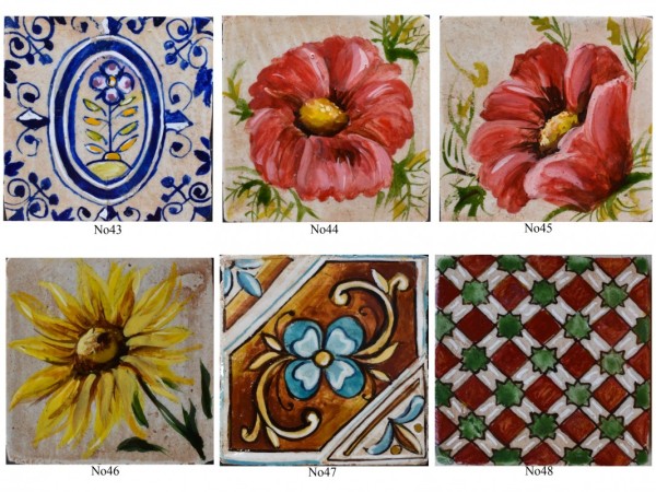 Πλακάκια Τραβερτίνο χειροποίητα ζωγραφιστά Σαντορίνη.