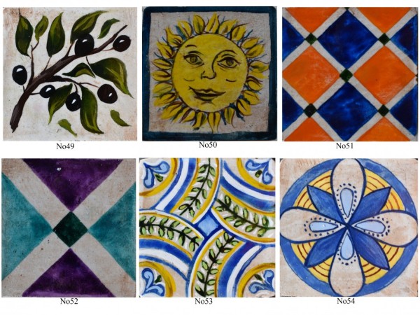 Πλακάκια Τραβερτίνο χειροποίητα ζωγραφιστά Σαντορίνη.