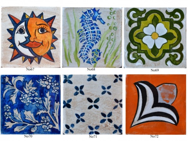 Πλακάκια Τραβερτίνο χειροποίητα ζωγραφιστά Σαντορίνη.