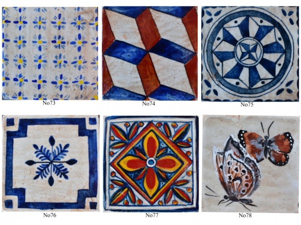 Πλακάκια Τραβερτίνο χειροποίητα ζωγραφιστά Σαντορίνη.