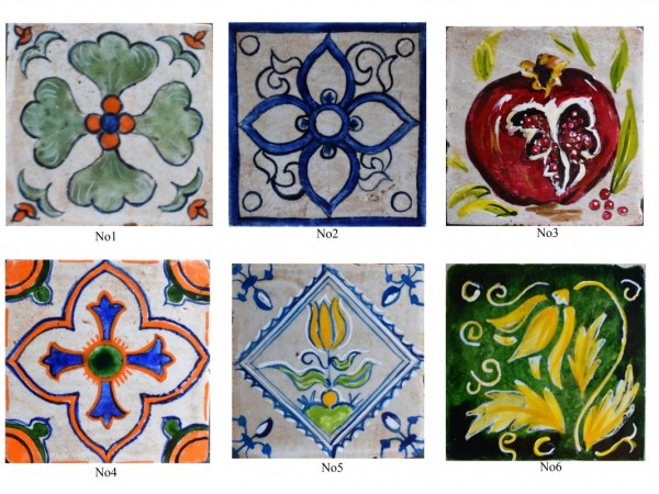 Πλακάκια Τραβερτίνο χειροποίητα ζωγραφιστά Σαντορίνη.