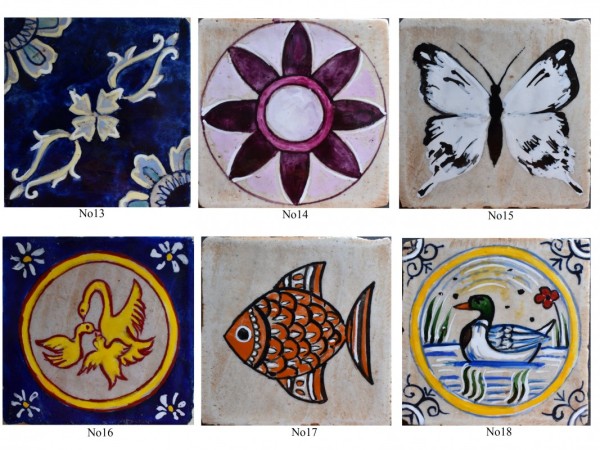 Πλακάκια Τραβερτίνο χειροποίητα ζωγραφιστά Σαντορίνη.