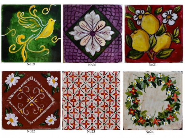 Πλακάκια Τραβερτίνο χειροποίητα ζωγραφιστά Σαντορίνη.