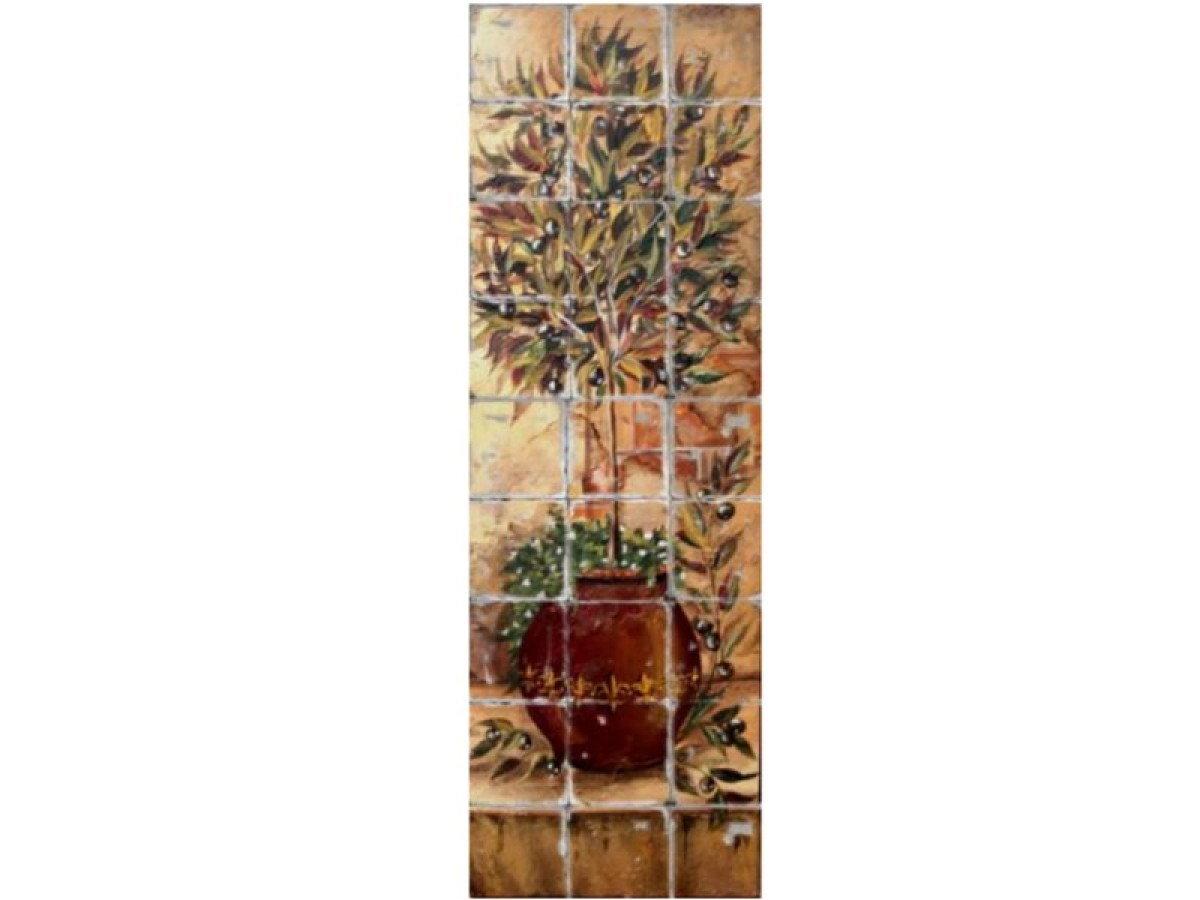Ρετρό Πλακάκια Παράσταση Κουζίνας Ελιά Ζωγραφική