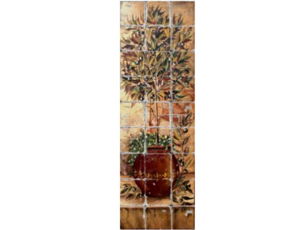 Ρετρό Πλακάκια Παράσταση Κουζίνας Ελιά Ζωγραφική