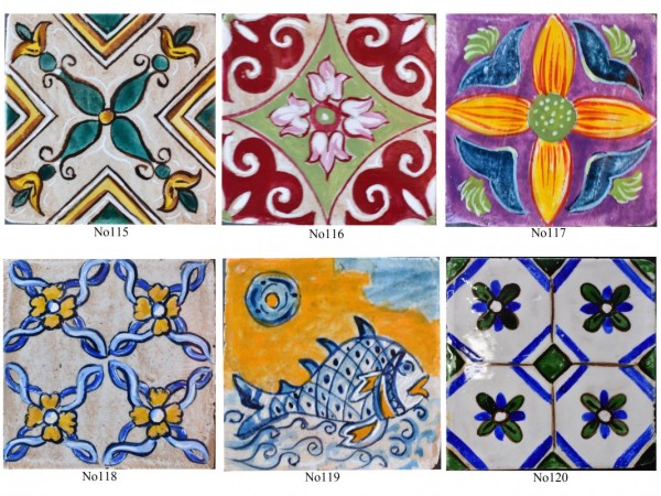 Πλακάκια Τραβερτίνο χειροποίητα ζωγραφιστά Σαντορίνη.