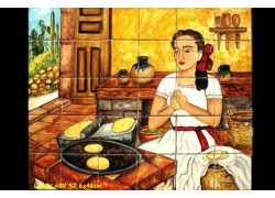 Τραβερτίνο Πλακάκια Παράσταση Κουζίνας Νοικοκυρά.