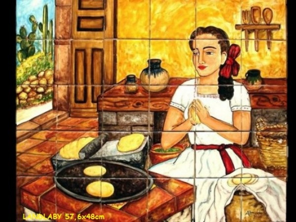 Τραβερτίνο Πλακάκια Παράσταση Κουζίνας Νοικοκυρά.