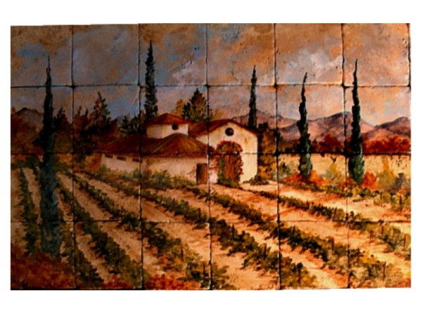 Χειροποίητη Travertino παράσταση ντεκόρ πλακάκια κουζίνας Κτήμα. 