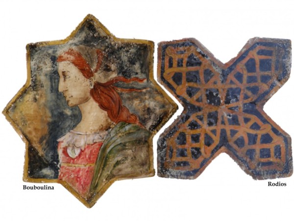 Χειροποίητα Μοναστηριακά Πλακάκια Κνωσός Τραβερτίνο Με Σχέδια Ζωγραφισμένα.