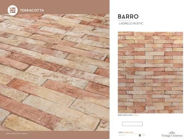 Χειροποίητα Πλακάκια Terracotta Τύπου Τουβλάκι 25x5cm
