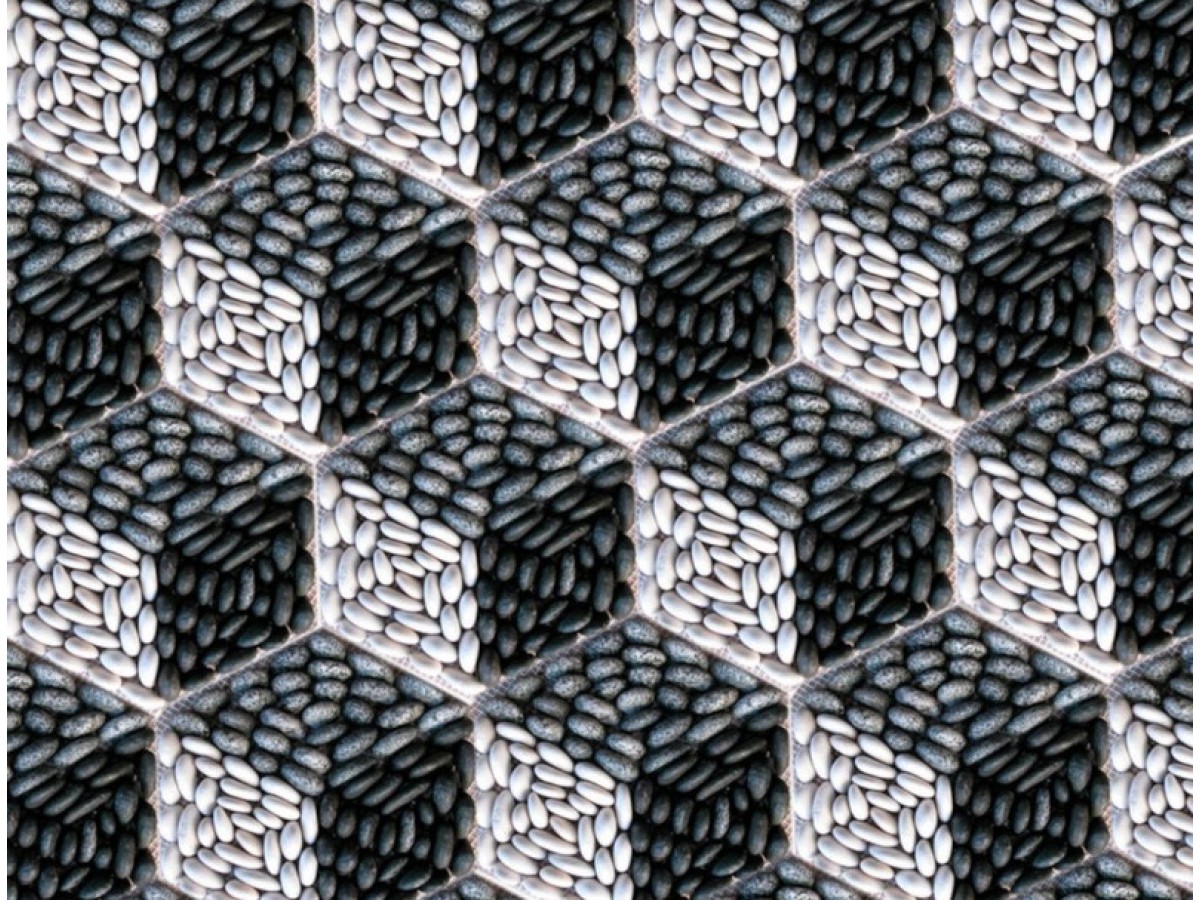 Τρισδιάστατα βότσαλα σε δίχτυ για επένδυση 