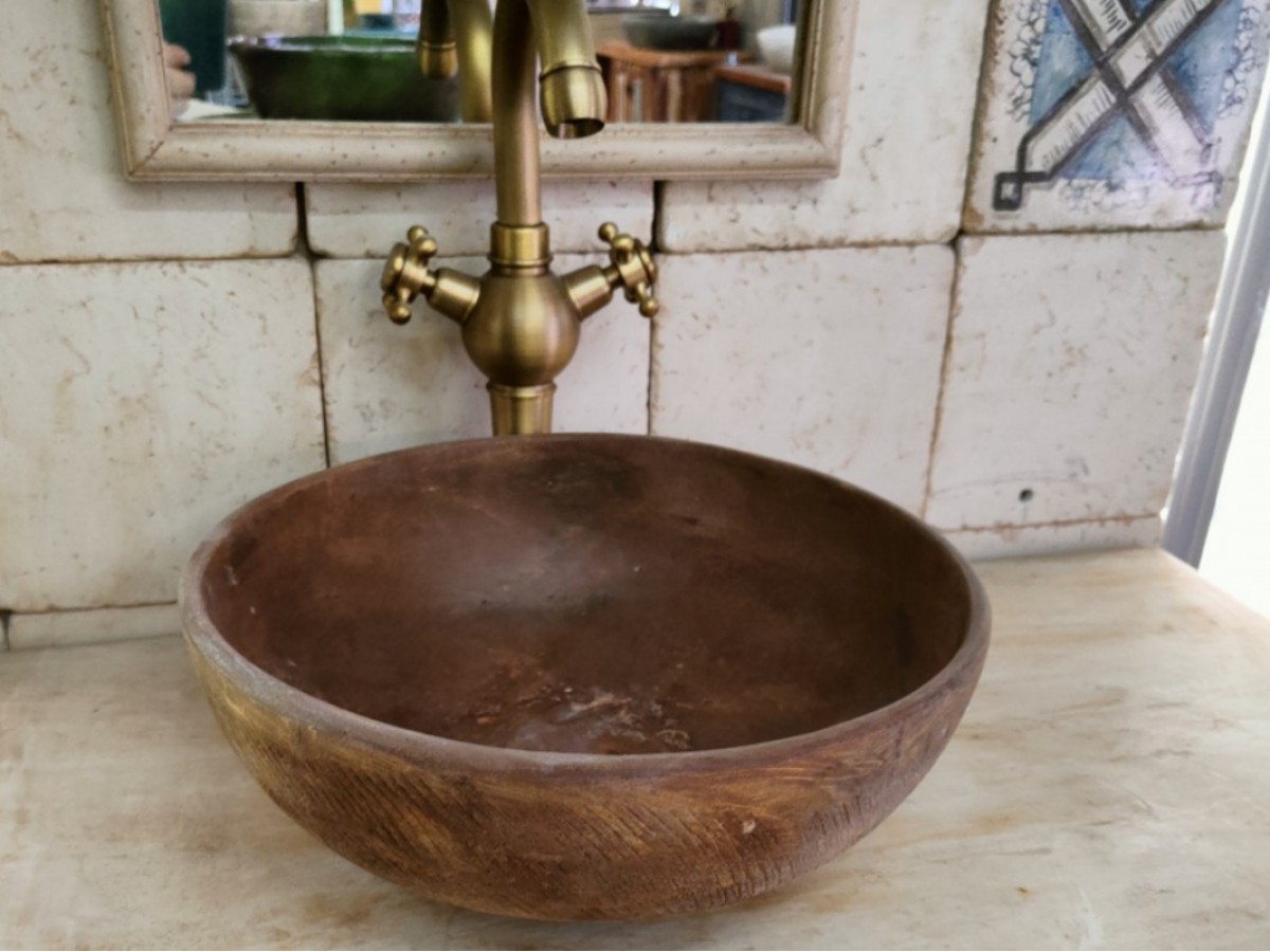 Χειροποίητος Νιπτήρας Μπάνιου Φυσική Σκουριά Σε Τιμές Προσφοράς 90,00 €