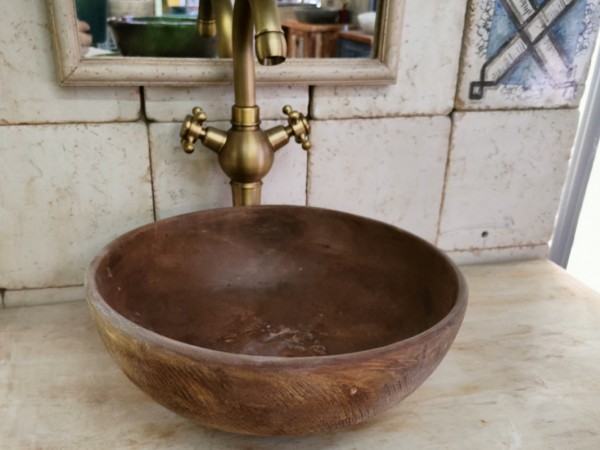 Χειροποίητος Νιπτήρας Μπάνιου Φυσική Σκουριά Σε Τιμές Προσφοράς 90,00 €